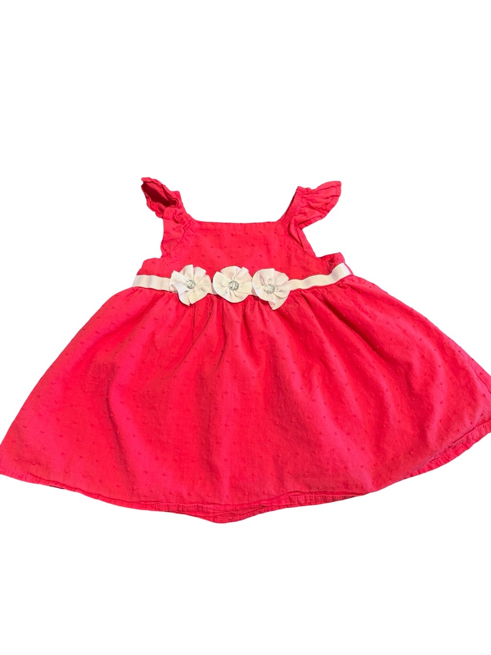 Koala Kids Bright Pink Dress with Cream Floral Waistband